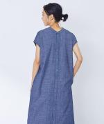 コットンリネン平織デニム　2wayワンピース